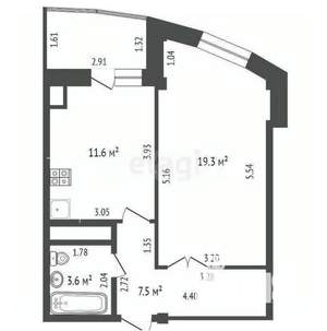 1-к квартира, вторичка, 42м2, 5/13 этаж