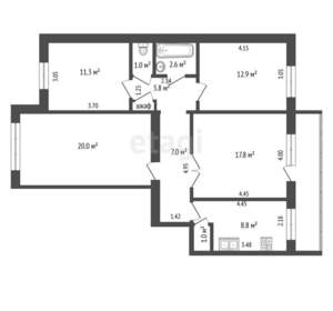 4-к квартира, вторичка, 87м2, 1/10 этаж