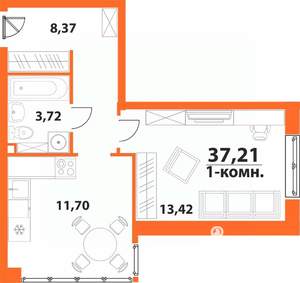 1-к квартира, вторичка, 37м2, 21/24 этаж