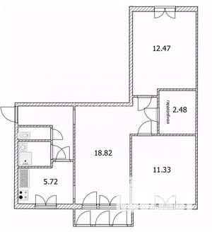 3-к квартира, вторичка, 59м2, 3/5 этаж
