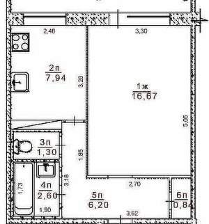 1-к квартира, вторичка, 36м2, 5/5 этаж