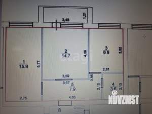 2-к квартира, вторичка, 52м2, 3/3 этаж