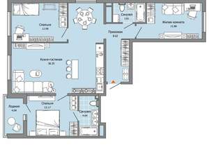 3-к квартира, вторичка, 93м2, 8/12 этаж