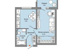 1-к квартира, вторичка, 35м2, 1/12 этаж