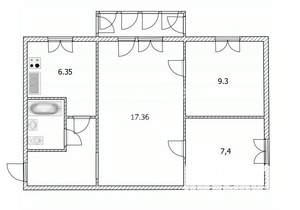 3-к квартира, вторичка, 48м2, 5/5 этаж