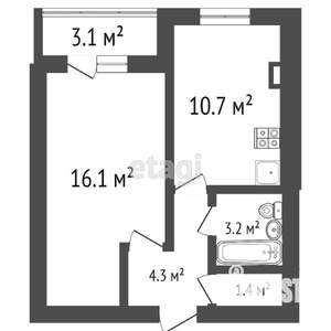 1-к квартира, сданный дом, 37м2, 9/16 этаж