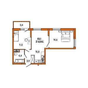 2-к квартира, вторичка, 51м2, 13/16 этаж