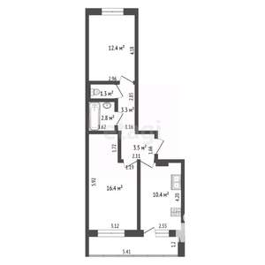 2-к квартира, вторичка, 53м2, 3/9 этаж