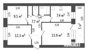 3-к квартира, вторичка, 62м2, 1/6 этаж