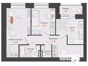 2-к квартира, вторичка, 53м2, 6/9 этаж