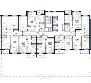 3-к квартира, строящийся дом, 77м2, 13/16 этаж
