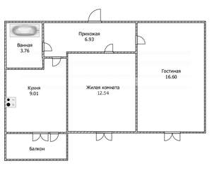 2-к квартира, вторичка, 49м2, 6/10 этаж