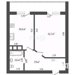 1-к квартира, вторичка, 38м2, 9/10 этаж