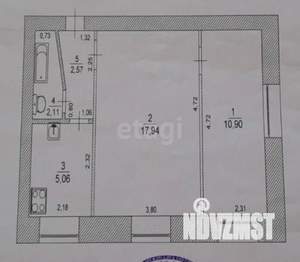 2-к квартира, вторичка, 39м2, 1/2 этаж