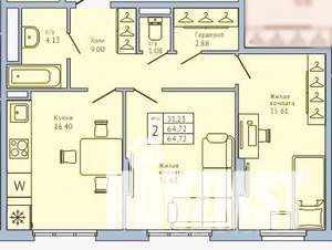 2-к квартира, вторичка, 65м2, 2/4 этаж