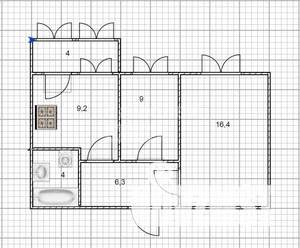 2-к квартира, вторичка, 45м2, 4/4 этаж