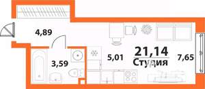 1-к квартира, строящийся дом, 21м2, 17/24 этаж