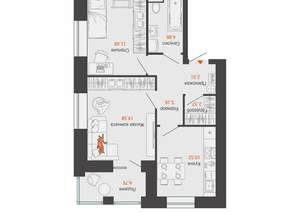 2-к квартира, вторичка, 54м2, 3/8 этаж