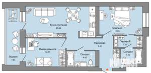 3-к квартира, вторичка, 69м2, 3/7 этаж