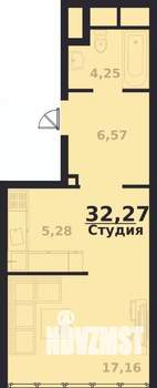 1-к квартира, строящийся дом, 33м2, 12/16 этаж