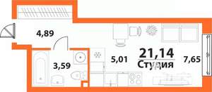 1-к квартира, строящийся дом, 21м2, 6/24 этаж