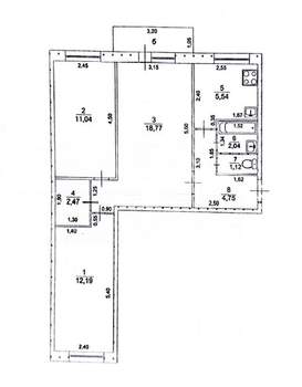 3-к квартира, вторичка, 58м2, 4/5 этаж