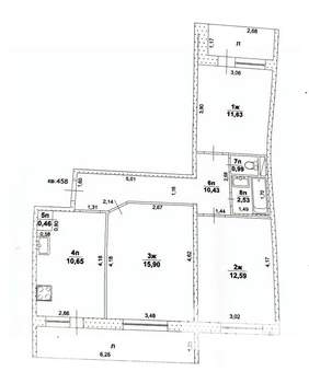 3-к квартира, вторичка, 65м2, 7/9 этаж