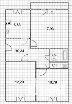 3-к квартира, вторичка, 64м2, 5/5 этаж