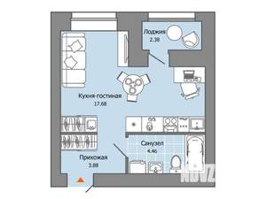 Студия квартира, вторичка, 27м2, 3/8 этаж