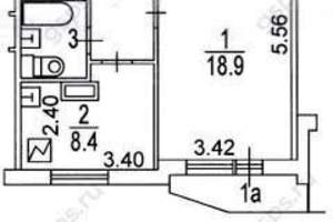 1-к квартира, вторичка, 32м2, 1/2 этаж