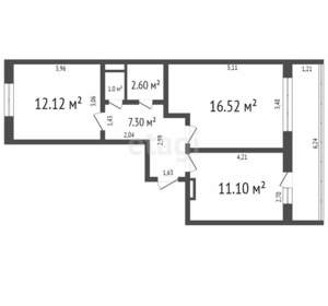 2-к квартира, вторичка, 50м2, 1/9 этаж