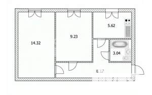 2-к квартира, вторичка, 40м2, 1/5 этаж