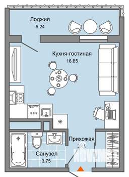 Студия квартира, вторичка, 27м2, 6/8 этаж