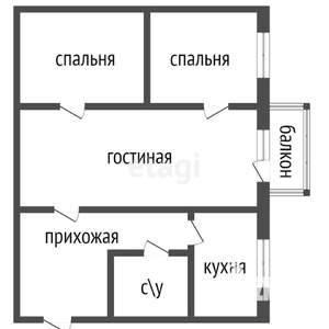 3-к квартира, вторичка, 48м2, 5/5 этаж