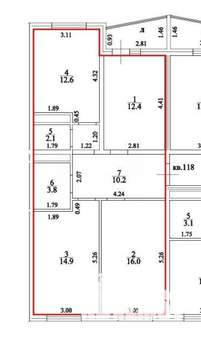 1-к квартира, вторичка, 38м2, 9/9 этаж