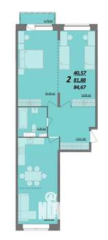 2-к квартира, сданный дом, 85м2, 4/10 этаж