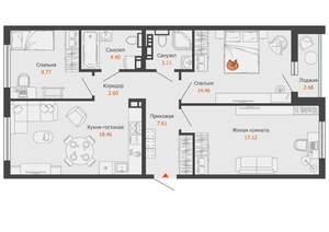 3-к квартира, вторичка, 79м2, 4/9 этаж