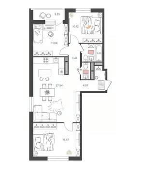 3-к квартира, вторичка, 77м2, 9/16 этаж
