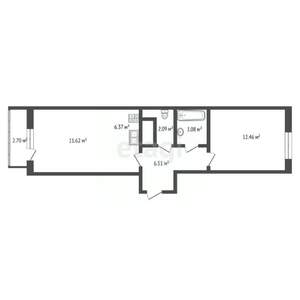 2-к квартира, сданный дом, 42м2, 4/14 этаж