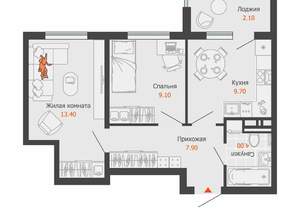 2-к квартира, вторичка, 46м2, 4/8 этаж