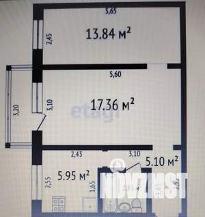 2-к квартира, вторичка, 47м2, 5/5 этаж