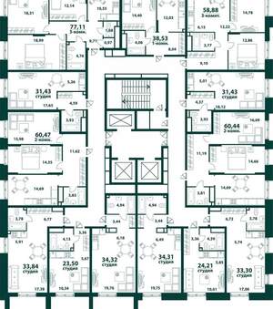 3-к квартира, вторичка, 77м2, 2/24 этаж