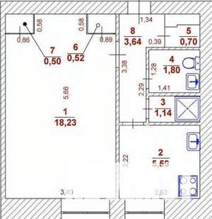 1-к квартира, вторичка, 32м2, 7/9 этаж