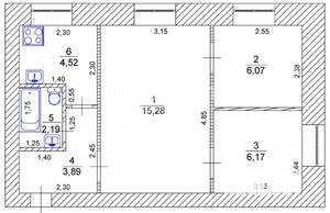 3-к квартира, вторичка, 39м2, 1/2 этаж