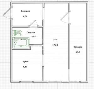 2-к квартира, вторичка, 45м2, 1/5 этаж