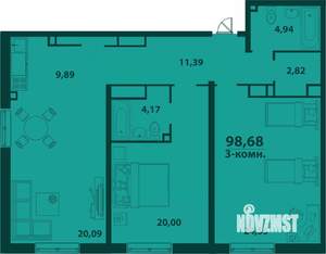 3-к квартира, строящийся дом, 99м2, 23/24 этаж