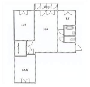 3-к квартира, вторичка, 59м2, 5/5 этаж