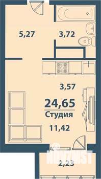 1-к квартира, строящийся дом, 25м2, 4/7 этаж