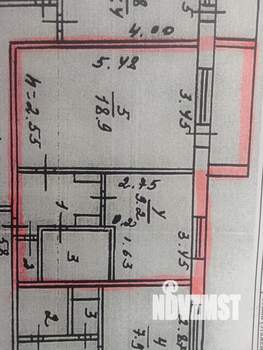 1-к квартира, вторичка, 38м2, 6/9 этаж
