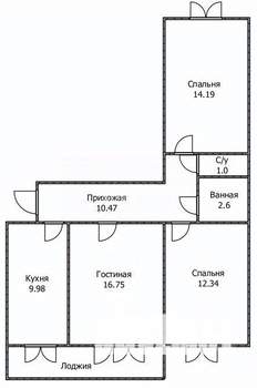 3-к квартира, вторичка, 68м2, 7/10 этаж